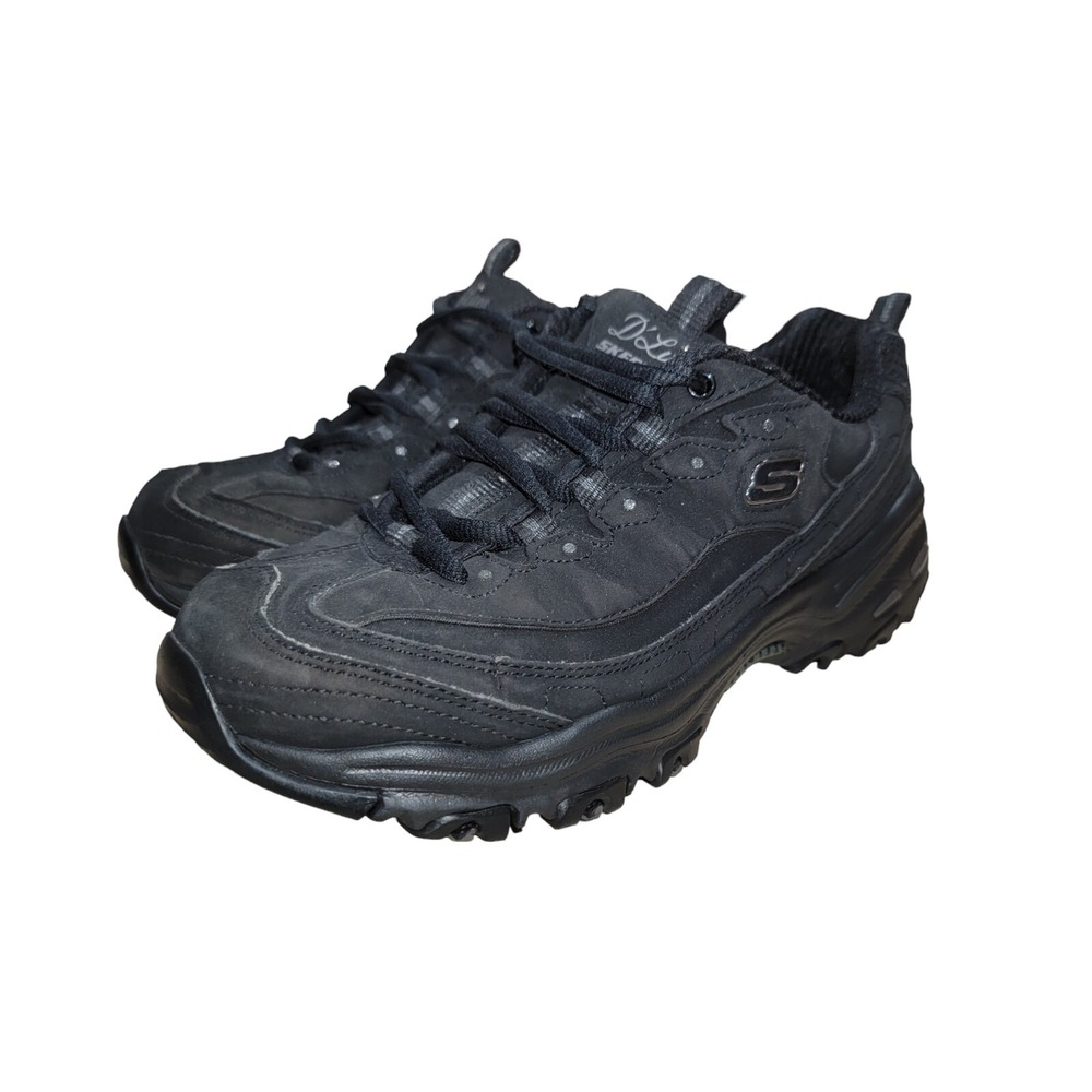 Skechers D Lites Women's 11949W Black Leather Comfort Shoes Sneakers Size 7 W - Picture 2 of 11